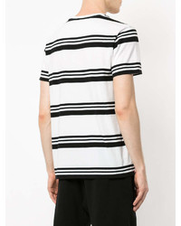 weißes und schwarzes horizontal gestreiftes T-Shirt mit einem Rundhalsausschnitt von The Upside