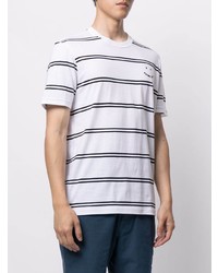 weißes und schwarzes horizontal gestreiftes T-Shirt mit einem Rundhalsausschnitt von PS Paul Smith