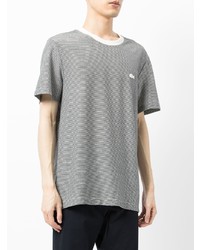 weißes und schwarzes horizontal gestreiftes T-Shirt mit einem Rundhalsausschnitt von Lacoste