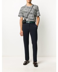 weißes und schwarzes horizontal gestreiftes T-Shirt mit einem Rundhalsausschnitt von Missoni