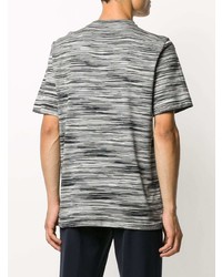 weißes und schwarzes horizontal gestreiftes T-Shirt mit einem Rundhalsausschnitt von Missoni