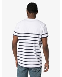 weißes und schwarzes horizontal gestreiftes T-Shirt mit einem Rundhalsausschnitt von Balmain