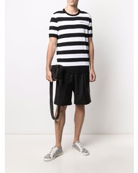 weißes und schwarzes horizontal gestreiftes T-Shirt mit einem Rundhalsausschnitt von DSQUARED2