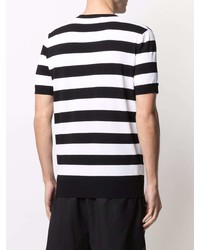 weißes und schwarzes horizontal gestreiftes T-Shirt mit einem Rundhalsausschnitt von DSQUARED2