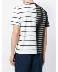 weißes und schwarzes horizontal gestreiftes T-Shirt mit einem Rundhalsausschnitt von Kenzo