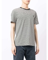 weißes und schwarzes horizontal gestreiftes T-Shirt mit einem Rundhalsausschnitt von Polo Ralph Lauren
