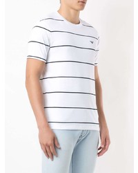 weißes und schwarzes horizontal gestreiftes T-Shirt mit einem Rundhalsausschnitt von Emporio Armani