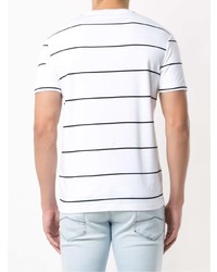 weißes und schwarzes horizontal gestreiftes T-Shirt mit einem Rundhalsausschnitt von Emporio Armani