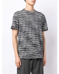 weißes und schwarzes horizontal gestreiftes T-Shirt mit einem Rundhalsausschnitt von Missoni