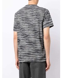 weißes und schwarzes horizontal gestreiftes T-Shirt mit einem Rundhalsausschnitt von Missoni