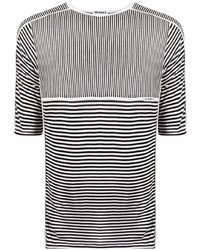 weißes und schwarzes horizontal gestreiftes T-Shirt mit einem Rundhalsausschnitt von Sunnei