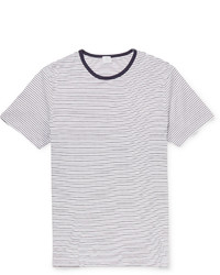 weißes und schwarzes horizontal gestreiftes T-Shirt mit einem Rundhalsausschnitt von Sunspel