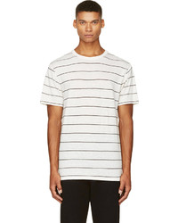 weißes und schwarzes horizontal gestreiftes T-Shirt mit einem Rundhalsausschnitt von Alexander Wang