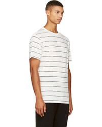 weißes und schwarzes horizontal gestreiftes T-Shirt mit einem Rundhalsausschnitt von Alexander Wang