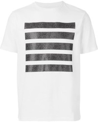 weißes und schwarzes horizontal gestreiftes T-Shirt mit einem Rundhalsausschnitt