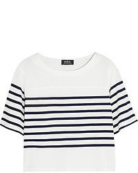 weißes und schwarzes horizontal gestreiftes T-Shirt mit einem Rundhalsausschnitt