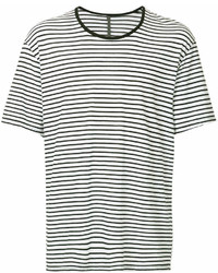 weißes und schwarzes horizontal gestreiftes T-Shirt mit einem Rundhalsausschnitt