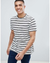 weißes und schwarzes horizontal gestreiftes T-Shirt mit einem Rundhalsausschnitt