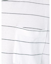 weißes und schwarzes horizontal gestreiftes T-Shirt mit einem Rundhalsausschnitt von AMI Alexandre Mattiussi