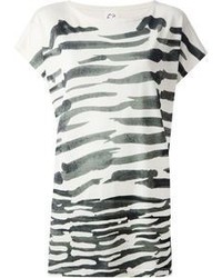 weißes und schwarzes horizontal gestreiftes T-Shirt mit einem Rundhalsausschnitt von Tsumori Chisato