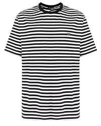 weißes und schwarzes horizontal gestreiftes T-Shirt mit einem Rundhalsausschnitt von Undercoverism