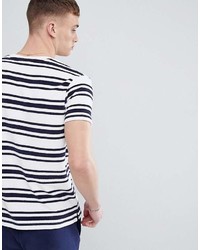 weißes und schwarzes horizontal gestreiftes T-Shirt mit einem Rundhalsausschnitt von Fila