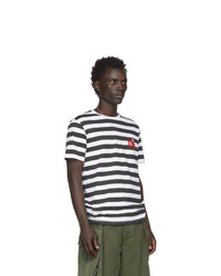 weißes und schwarzes horizontal gestreiftes T-Shirt mit einem Rundhalsausschnitt von Loewe