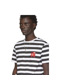 weißes und schwarzes horizontal gestreiftes T-Shirt mit einem Rundhalsausschnitt von Loewe