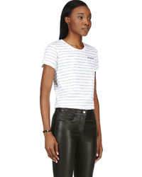 weißes und schwarzes horizontal gestreiftes T-Shirt mit einem Rundhalsausschnitt von Dsquared2