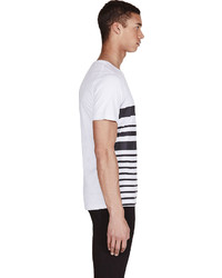 weißes und schwarzes horizontal gestreiftes T-Shirt mit einem Rundhalsausschnitt von Diesel Black Gold