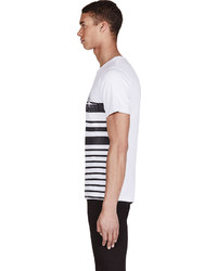 weißes und schwarzes horizontal gestreiftes T-Shirt mit einem Rundhalsausschnitt von Diesel Black Gold