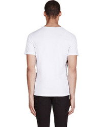 weißes und schwarzes horizontal gestreiftes T-Shirt mit einem Rundhalsausschnitt von Diesel Black Gold