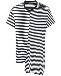 weißes und schwarzes horizontal gestreiftes T-Shirt mit einem Rundhalsausschnitt von Yohji Yamamoto