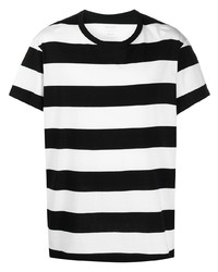 weißes und schwarzes horizontal gestreiftes T-Shirt mit einem Rundhalsausschnitt von Yohji Yamamoto
