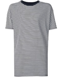 weißes und schwarzes horizontal gestreiftes T-Shirt mit einem Rundhalsausschnitt von Zanerobe