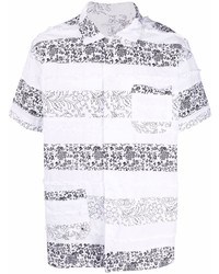weißes und schwarzes Kurzarmhemd mit Blumenmuster von Engineered Garments