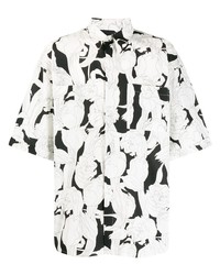 weißes und schwarzes Kurzarmhemd mit Blumenmuster von Givenchy
