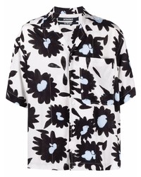 weißes und schwarzes Kurzarmhemd mit Blumenmuster von Jacquemus