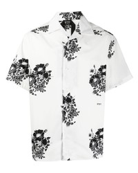 weißes und schwarzes Kurzarmhemd mit Blumenmuster von N°21
