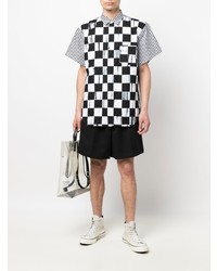 weißes und schwarzes Kurzarmhemd mit Karomuster von Comme Des Garcons SHIRT