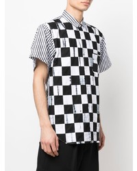 weißes und schwarzes Kurzarmhemd mit Karomuster von Comme Des Garcons SHIRT