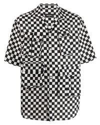 weißes und schwarzes Kurzarmhemd mit Karomuster von DSQUARED2