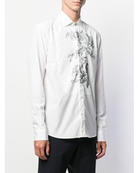 weißes und schwarzes Langarmhemd mit Blumenmuster von Etro