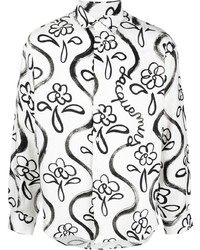weißes und schwarzes Langarmhemd mit Blumenmuster von Jacquemus