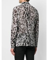 weißes und schwarzes Langarmhemd mit Leopardenmuster von Saint Laurent
