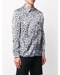 weißes und schwarzes Langarmhemd mit Leopardenmuster von Noon Goons