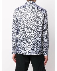 weißes und schwarzes Langarmhemd mit Leopardenmuster von Noon Goons
