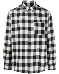 weißes und schwarzes Langarmhemd mit Vichy-Muster von A.P.C.
