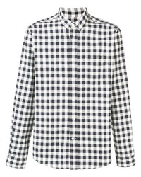 weißes und schwarzes Langarmhemd mit Vichy-Muster von Ami Paris
