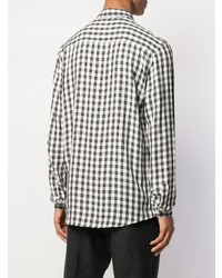 weißes und schwarzes Langarmhemd mit Vichy-Muster von Ami Paris